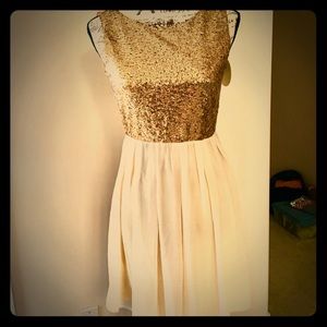 NWT Gold Sequined Blush Skirt Wedding / Cocktail S
